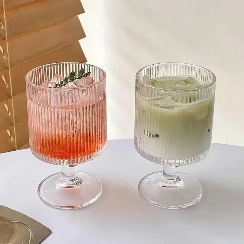 Retro Vertical Striped Glass Goblet