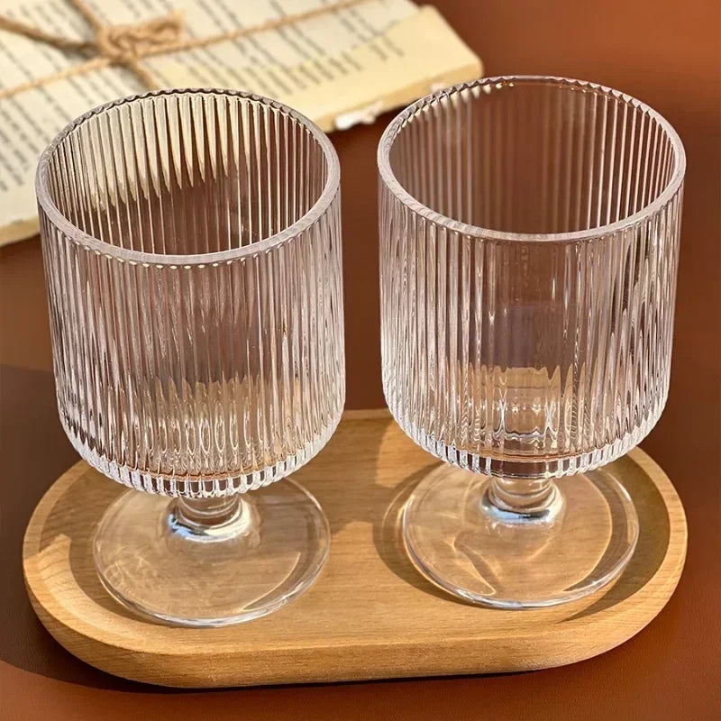 Retro Vertical Striped Glass Goblet